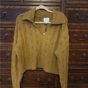 Pink Rose Bronze Caramel V-Neck Sweater NWT